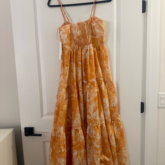 Aqua Yellow and White Tropical Maxi Dress - Picture 3 of 4